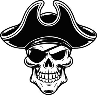 Pirate Skull with Eyepatch Free SVG File for Members - Grinning Skull with Tricorn Hat clipart