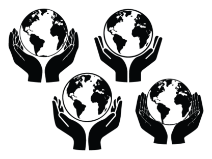 Hands holding Earth planet silhouette Free SVG File Bundle for Members – Earth day sticker