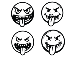 Evil Smiley Face Free SVG File Bundle for Members - Funny tongue out emoji clipart