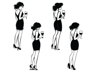 Elegant Lady Drinking Wine Free SVG File Bundle for Members - Wine Lover clipart image