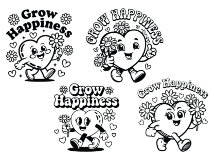 Grow Happiness, floral heart mascot Free SVG File bundle for Members - wall art