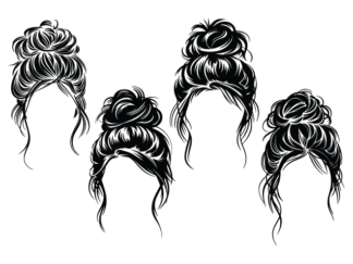 Trendy Messy Bun Hairstyles Free SVG File Bundle for Members - Fashion clipart image