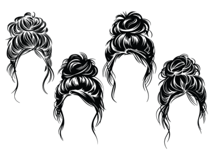 Trendy Messy Bun Hairstyles Free SVG File Bundle for Members - Fashion clipart image