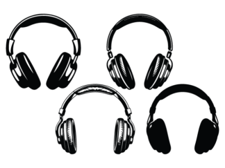 Headphones silhouette Free SVG File Bundle for Members - Musical instrument clipart