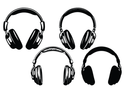 Headphones silhouette Free SVG File Bundle for Members - Musical instrument clipart