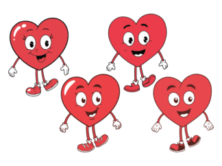 Smiling Heart Mascot Free SVG File bundle for Members - Happy Heart Cartoon character clipart