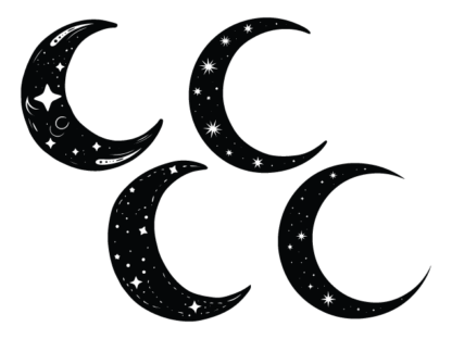 Starry Crescent Moon Free SVG File Bundle for Members – Celestial clipart image