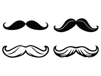 Mustache silhouette, free svg file bundle - man moustache clipart image