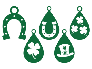 Horseshoe and Lucky Clover Earrings Free SVG File Bundle for Members - St. Patrick’s Design