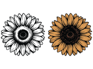 Rustic Sunflower free svg file for members, floral clipart image, decorative element