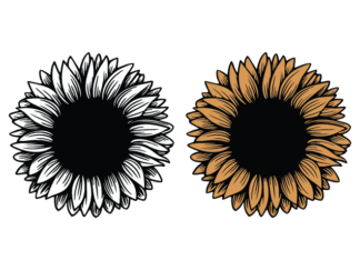 Sunflower free svg file for members, floral clipart image, decorative element