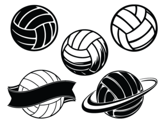 Volleyball ball with banner Free SVG File bundle for Members – sports clipart image