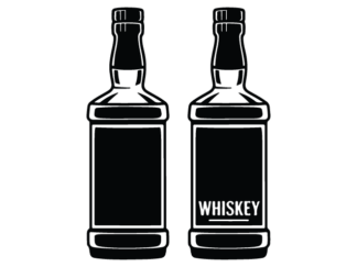 Whiskey Bottle silhouette Free SVG File for Members - Vintage Liquor clipart image