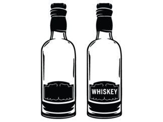 Half filled Whiskey Bottle silhouette Free SVG File for Members - Vintage Liquor bar decor