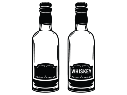 Half filled Whiskey Bottle silhouette Free SVG File for Members - Vintage Liquor bar decor