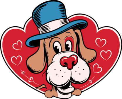 Cute Dog with Hat and heart Free SVG File for Members - Valentine’s Day Design