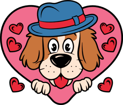 Dog with Hat and heart Free SVG File for Members - Valentine’s Day Design