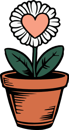 Love Heart Bloom Flower Free SVG File for Members - Gardening svg, Flower pot clipart image