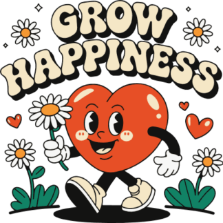 Grow Happiness Free SVG File for Members - floral heart mascot, tshirt design