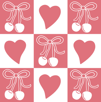 Hearts and Cherry Bow Pattern Free SVG File for Members - Cute Tote Bag Design