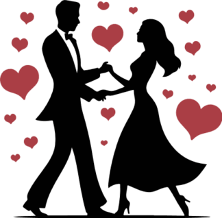 Romantic Dancing Couple with hearts Free SVG File for Members - Valentine’s Day sticker