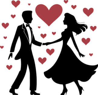 Ballroom Dancing Couple and hearts Free SVG File for Members - Valentines love sticker