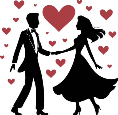 Ballroom Dancing Couple and hearts Free SVG File for Members - Valentines love sticker