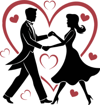 Retro Dancing Couple in heart Free SVG File for Members - Valentines Design