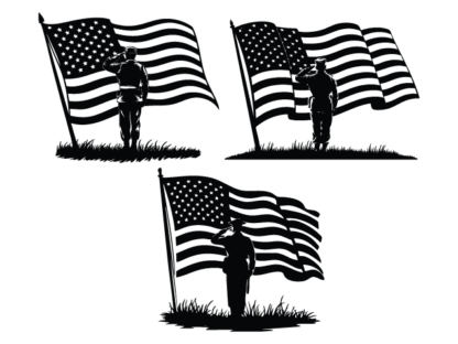 Soldier Saluting American Flag Free SVG File Bundle for Members – Patriotic Military sticker