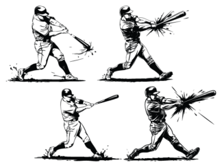 Baseball Player Swinging bat Free SVG File Bundle for Members – Sports clipart