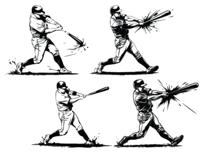 Baseball Player Swinging bat Free SVG File Bundle for Members – Sports clipart