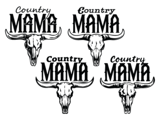 Country Mama, cow skull Free SVG File Bundle for Members – Western tshirt design
