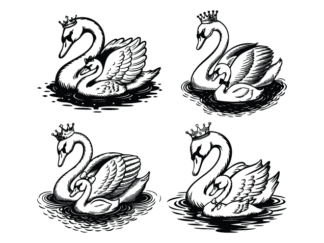 Crowned Swan with baby swan Free SVG File Bundle for Members – Royal Bird sticker