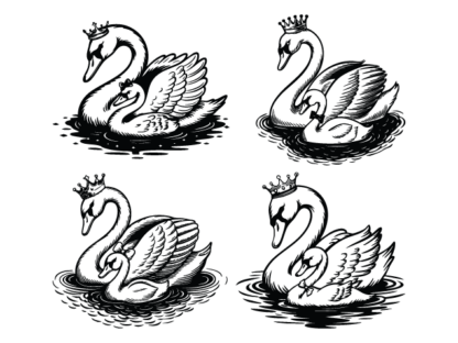 Crowned Swan with baby swan Free SVG File Bundle for Members – Royal Bird sticker