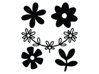 Simple Flowers silhouette Free SVG File Bundle for Members – Floral Clipart