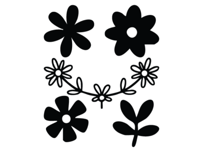 Simple Flowers silhouette Free SVG File Bundle for Members – Floral Clipart