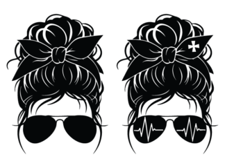Messy Bun with headband and glasses Free SVG File for Members – healthcare sticker