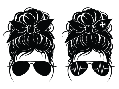 Messy Bun with headband and glasses Free SVG File for Members – healthcare sticker