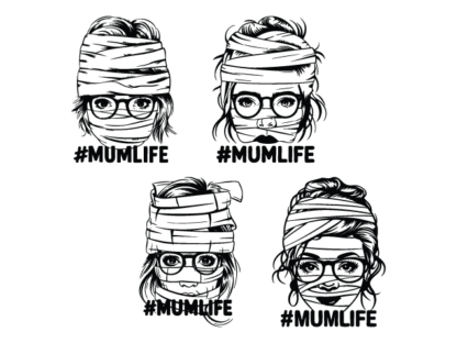 #Mumlife, Mom with glasses and headwrap Free SVG File Bundle for Members – funny tshirt design