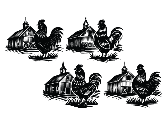 Rooster with Barn Free SVG File Bundle for Members – Farmhouse decor
