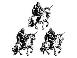 Bigfoot Riding a Unicorn Free SVG File for Members – Sasquatch wall sticker