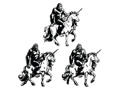 Bigfoot Riding a Unicorn Free SVG File for Members – Sasquatch wall sticker
