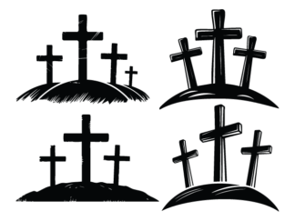 Three Crosses on Hill Free SVG File Bundle for Members – Christian design