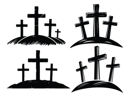 Three Crosses on Hill Free SVG File Bundle for Members – Christian design