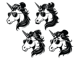 Unicorn Head with Sunglasses Free SVG File Bundle for Members – Cool unicorn clipart