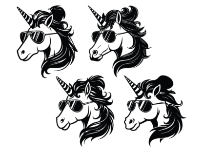 Unicorn Head with Sunglasses Free SVG File Bundle for Members – Cool unicorn clipart