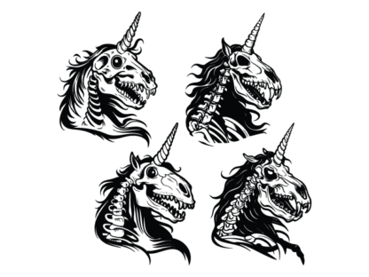 Creepy Unicorn Skull Free SVG File Bundle – unicorn vector image