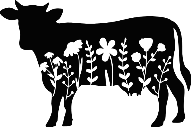 Floral Cow silhouette Free SVG File for Members – farm animal sticker