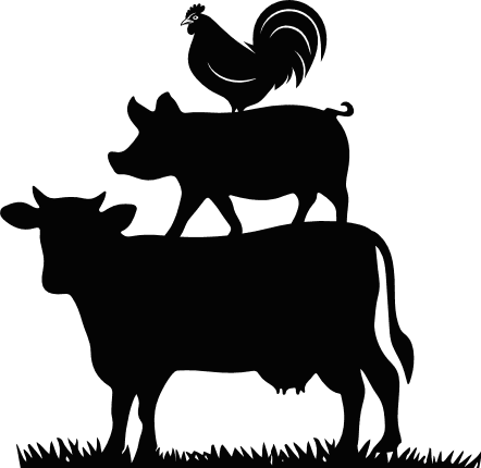 Cow, pig, rooster silhouette Free SVG File for Members – Stacked Farm Animals sticker