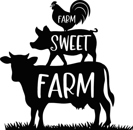 Farm Sweet Farm, cow, pig, rooster Free SVG File for Members – Farmhouse decor